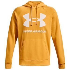 Men's Under Armour Mustard Yellow Rival Fleece Pullover Big Logo Hoodie